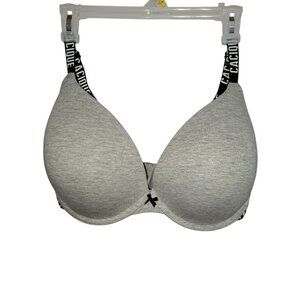 Lot of 3 Cacique 38H Plunge Bras Underwire Gray Pink Dot Floral Print Padded
